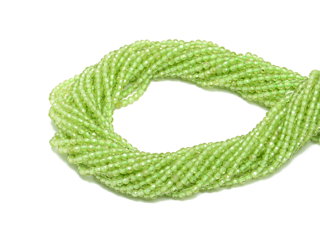 Olivine Round Beads - Green Peridot Faceted Round Beads - 15.5 &quot;/ Strand Faceted Round Beads 2mm - Gemstone Natural Stone Beads - NS2046 - DOMEDBAZAAR