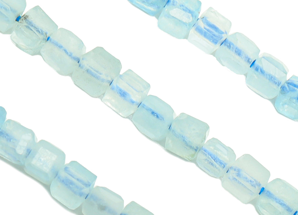 Aquamarine Cube Beads - Blue Aquamarine Cube Beads - 15.5 &quot;/ Strand Faceted Cube Beads 2mm - Gemstone Natural Stone Crystal - NS2027 - DOMEDBAZAAR
