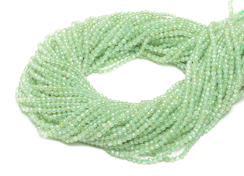 2.5mm Prehnite Round Beads - Natural Stone Crystal - Gemstone Prehnite Beads - 15.5 &quot;/ Strand Faceted Round Beads - Stone Beads - NS2050 - DOMEDBAZAAR