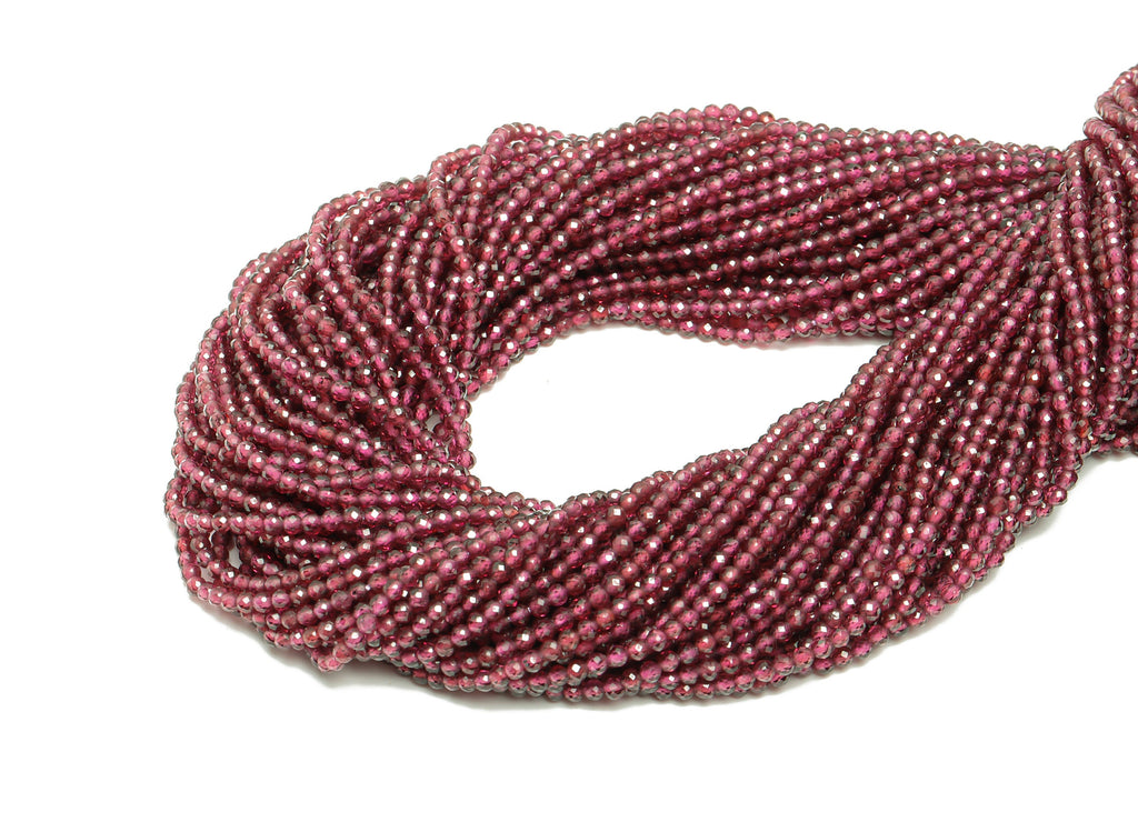 2mm Garnet Round Beads - Natural Stone Crystal - Gemstone Garnet Beads - 15.5 &quot;/ Strand Faceted Round Beads - Stone Beads - NS2045 - DOMEDBAZAAR