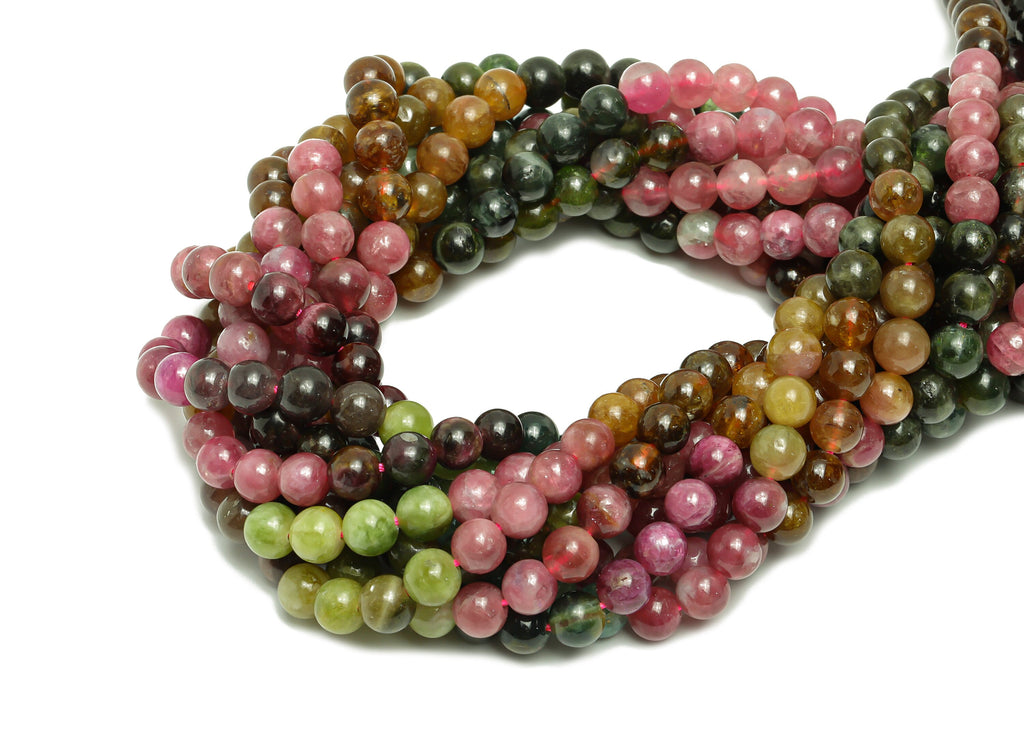 6mm Tourmaline Round Beads - Gemstone Tourmaline Beads - 15.5 &quot;/ Strand Round Beads - Natural Stone Beads - Natural Stone Crystal - NS2044 - DOMEDBAZAAR