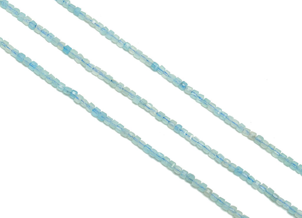 Aquamarine Cube Beads - Blue Aquamarine Cube Beads - 15.5 &quot;/ Strand Faceted Cube Beads 2mm - Gemstone Natural Stone Crystal - NS2027 - DOMEDBAZAAR