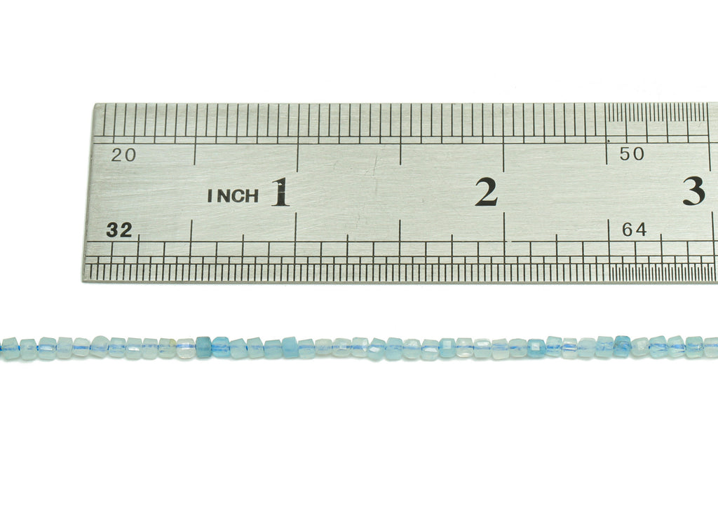 Aquamarine Cube Beads - Blue Aquamarine Cube Beads - 15.5 &quot;/ Strand Faceted Cube Beads 2mm - Gemstone Natural Stone Crystal - NS2027 - DOMEDBAZAAR