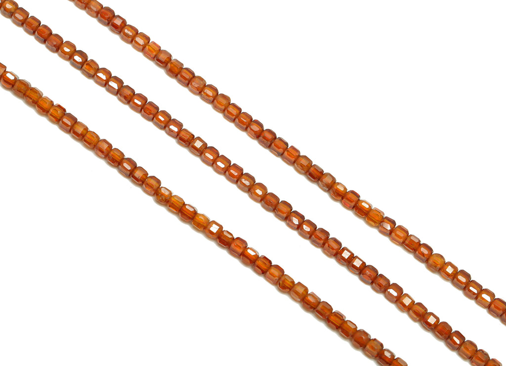 2.5mm Orange Garnet Cube Beads - Natural Stone Crystal - Gemstone Garnet Beads - 15.5 &quot;/ Strand Faceted Cube Beads - Stone Beads - NS2030 - DOMEDBAZAAR