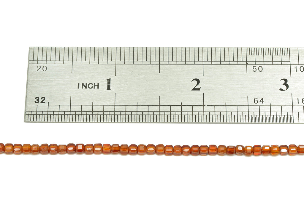 2.5mm Orange Garnet Cube Beads - Natural Stone Crystal - Gemstone Garnet Beads - 15.5 &quot;/ Strand Faceted Cube Beads - Stone Beads - NS2030 - DOMEDBAZAAR