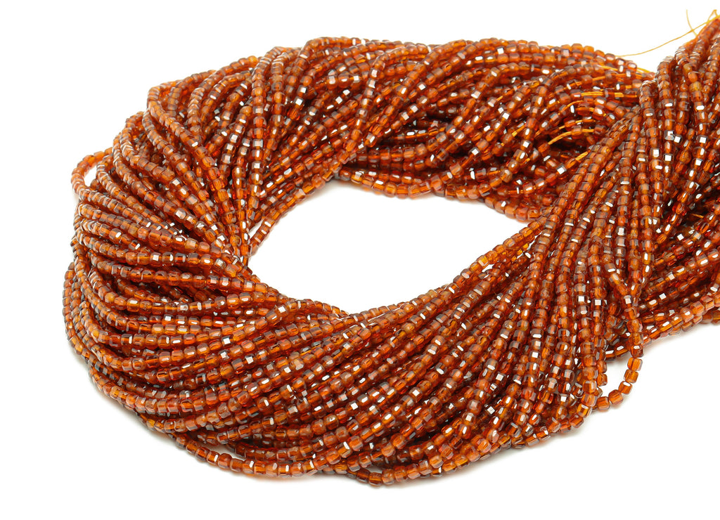 2.5mm Orange Garnet Cube Beads - Natural Stone Crystal - Gemstone Garnet Beads - 15.5 &quot;/ Strand Faceted Cube Beads - Stone Beads - NS2030 - DOMEDBAZAAR