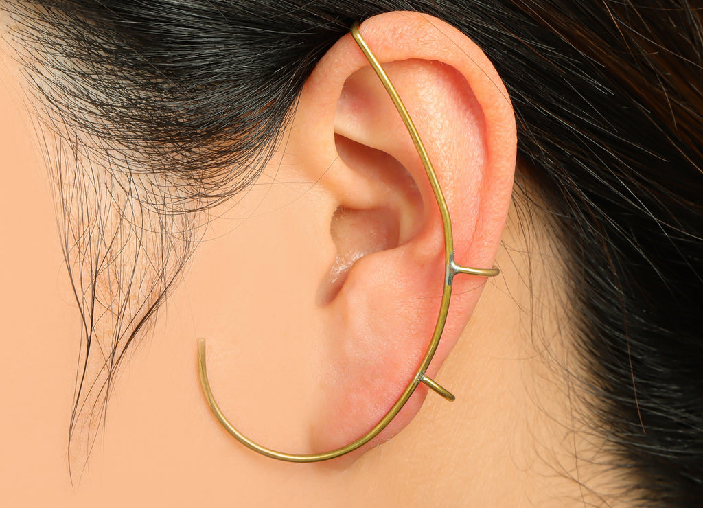 Brass Wires Ear Cuff Earring - Brass Wires Earring - Wires Earring Bone Hanging - Hanging Ear Cuff Earring - 60x39x1mm - PP9349 - DOMEDBAZAAR