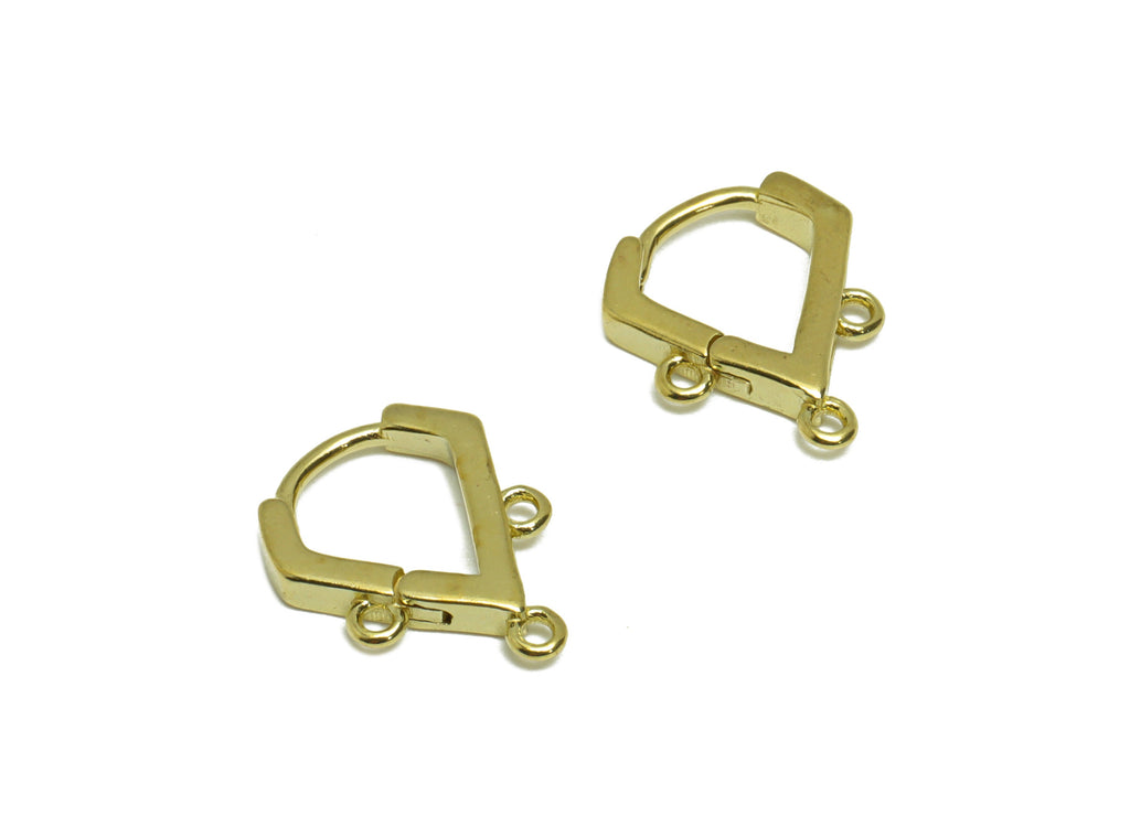 Teardrop Huggie Hoop Earring - Raw Brass Earring Clasp With 3 Loop Diamand Hoop Earring - Hoop Earring For Tassel Chain - 14x11x1mm - PP9488 - DOMEDBAZAAR