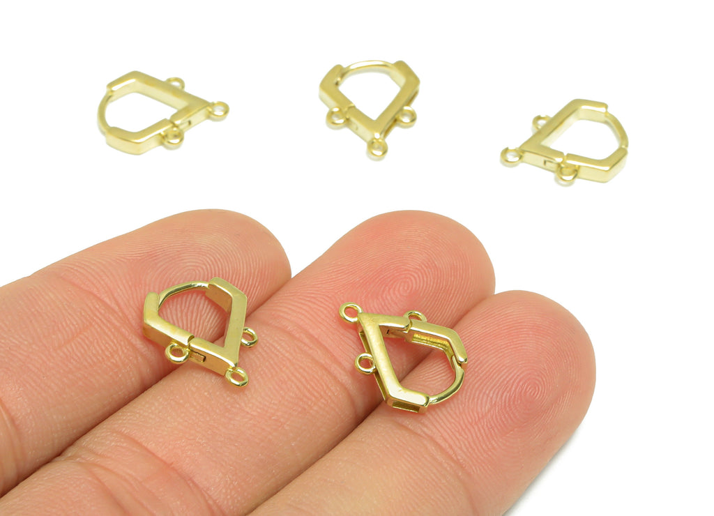 Teardrop Huggie Hoop Earring - Raw Brass Earring Clasp With 3 Loop Diamand Hoop Earring - Hoop Earring For Tassel Chain - 14x11x1mm - PP9488 - DOMEDBAZAAR