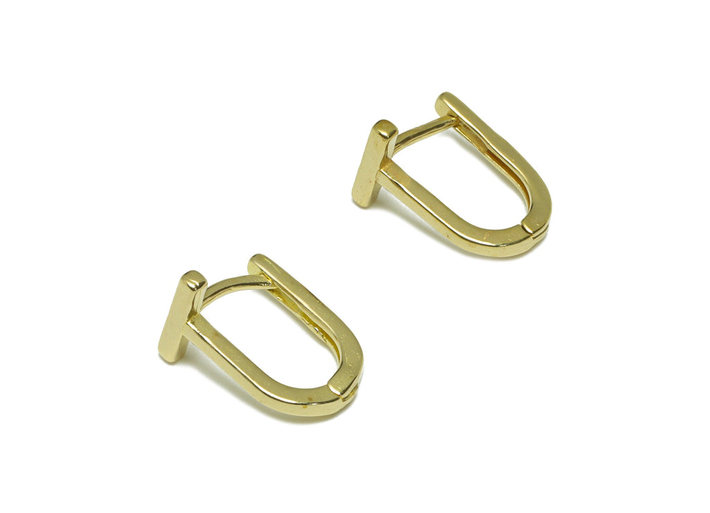 Gold Bar U Hoop Earring - Brass Stick English Lock Earring - Raw Brass U Hoop Earring - Geometry Earring - 13.10x9.4x1.55mm -PP9491 - DOMEDBAZAAR