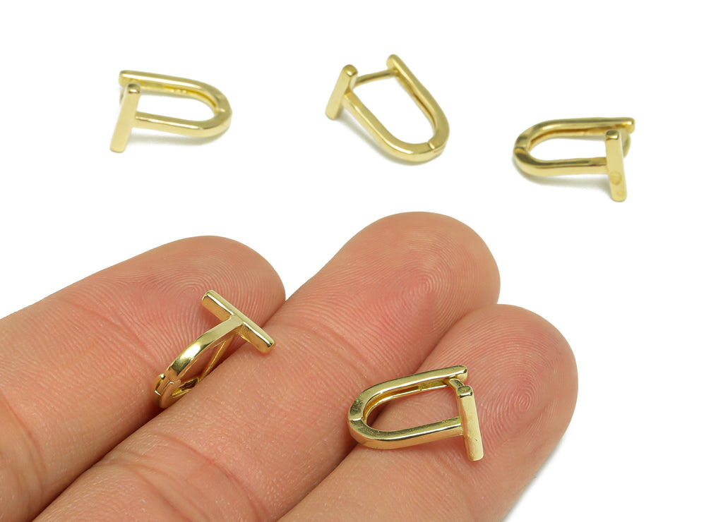 Gold Bar U Hoop Earring - Brass Stick English Lock Earring - Raw Brass U Hoop Earring - Geometry Earring - 13.10x9.4x1.55mm -PP9491 - DOMEDBAZAAR
