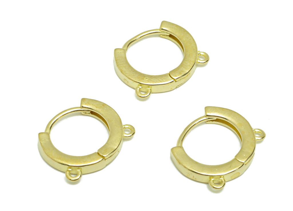 Round Huggie Hoop Earring- Raw Brass Earring Clasp With 2 Loop - Brass Clasp Earring - Hoop Earring For Tassel Chain - 13.4x11x1mm - PP9290 - DOMEDBAZAAR