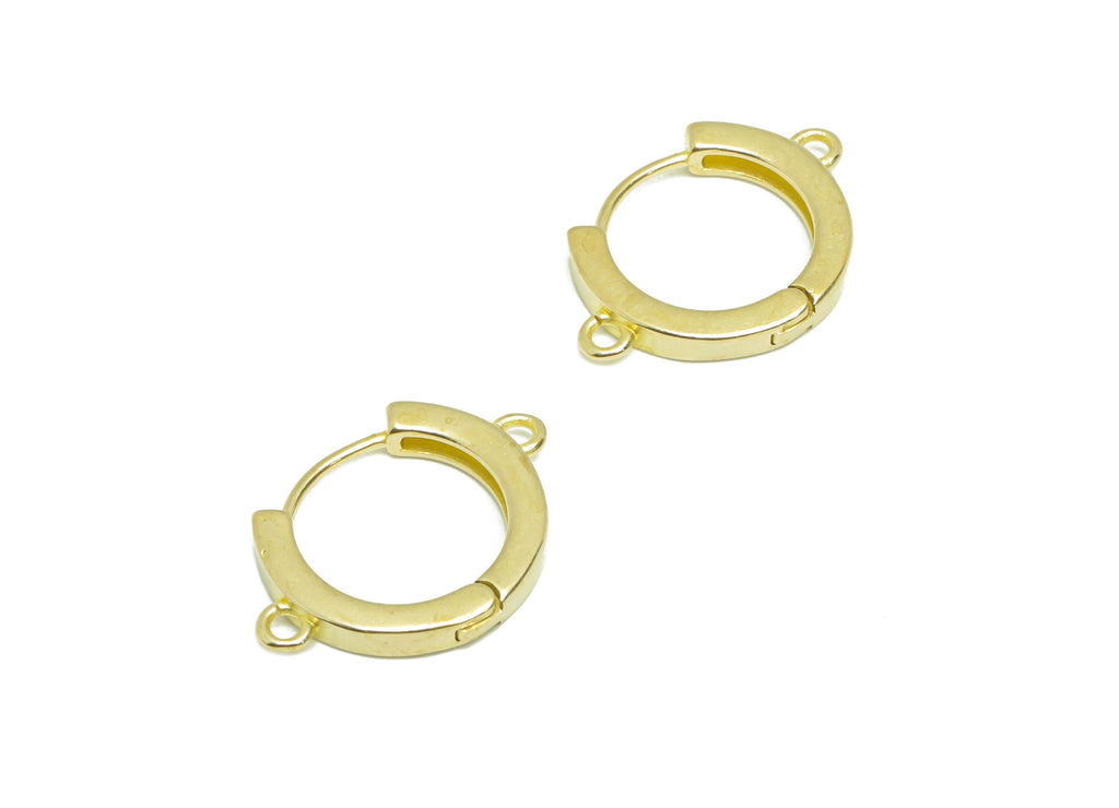 Hoop Earring For Tassel Chain - Raw Brass Earring Clasp With 2 Loop - Brass Circle Clasp Earring - Hoop Earring - 19.3x13x1mm - PP9275 - DOMEDBAZAAR