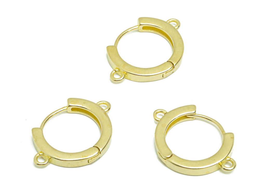 Hoop Earring For Tassel Chain - Raw Brass Earring Clasp With 2 Loop - Brass Circle Clasp Earring - Hoop Earring - 19.3x13x1mm - PP9275 - DOMEDBAZAAR