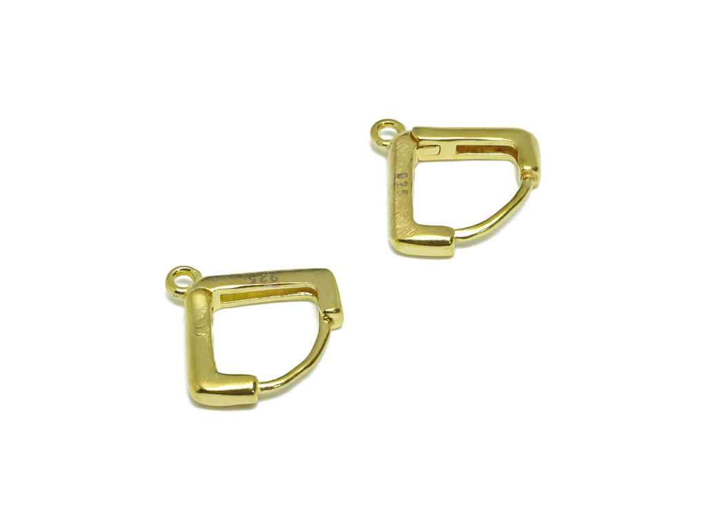 Square Huggie Hoop Earring - Raw Brass Earring Clasp With  Loop - Brass Clasp Hoop Earring For Tassel Chain - 12.16x13.28x2.22mm- PP9526 - DOMEDBAZAAR
