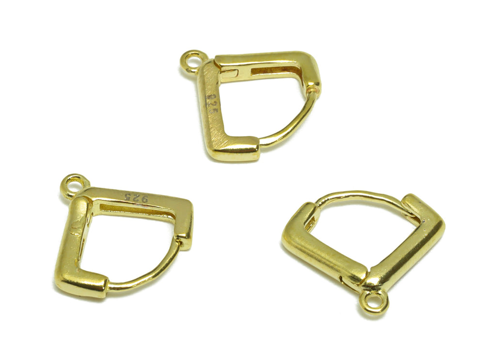 Square Huggie Hoop Earring - Raw Brass Earring Clasp With  Loop - Brass Clasp Hoop Earring For Tassel Chain - 12.16x13.28x2.22mm- PP9526 - DOMEDBAZAAR