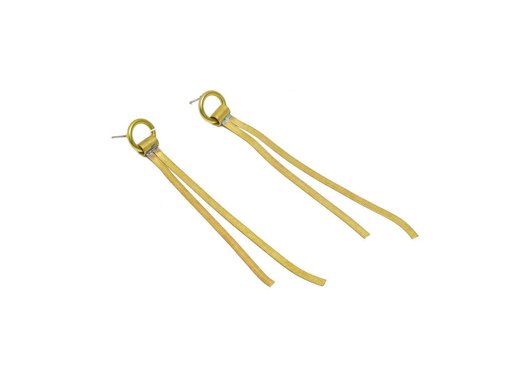 Brass Tassel Earring Stud - Raw Brass Snake Chain Earring Post - Brass Round Tassel Chain Earring Post - Tassel Post - 90x12x1mm - PP9969 - DOMEDBAZAAR