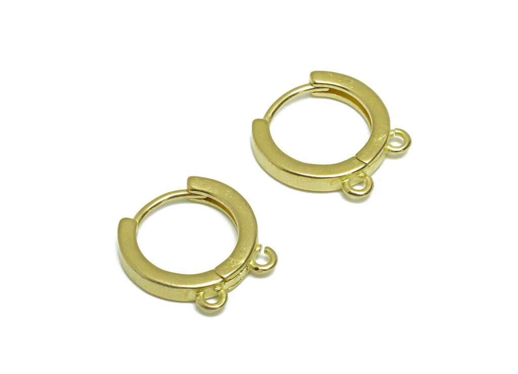 Brass Round Huggie Hoop Earring - Raw Brass Hoop Huggie Earring With Loop - Brass Circle Hoop Earring For Tassel Chian - 14x13x2mm - PP9743 - DOMEDBAZAAR