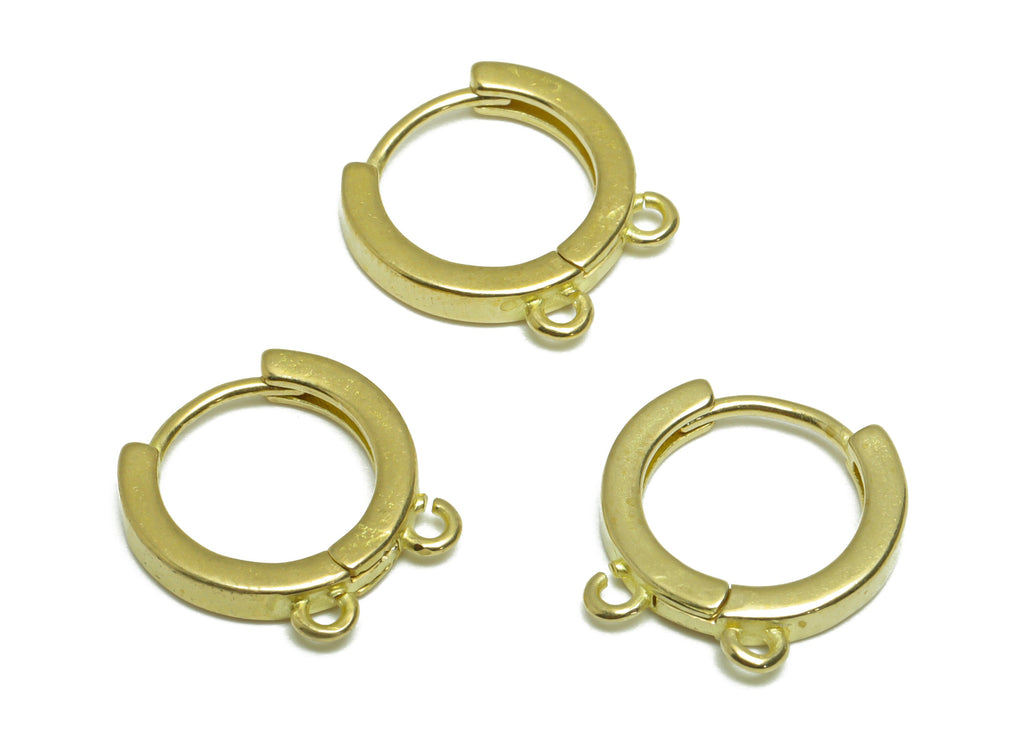 Brass Round Huggie Hoop Earring - Raw Brass Hoop Huggie Earring With Loop - Brass Circle Hoop Earring For Tassel Chian - 14x13x2mm - PP9743 - DOMEDBAZAAR