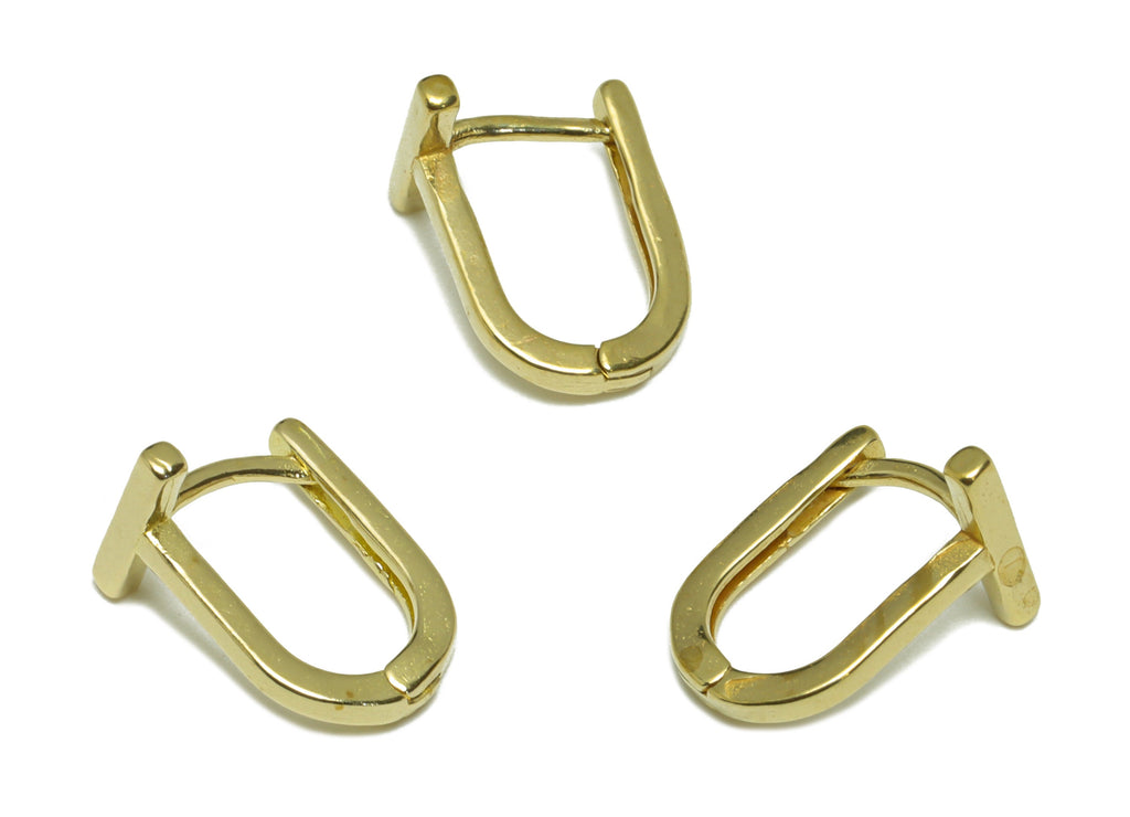Gold Bar U Hoop Earring - Brass Stick English Lock Earring - Raw Brass U Hoop Earring - Geometry Earring - 13.10x9.4x1.55mm -PP9491 - DOMEDBAZAAR