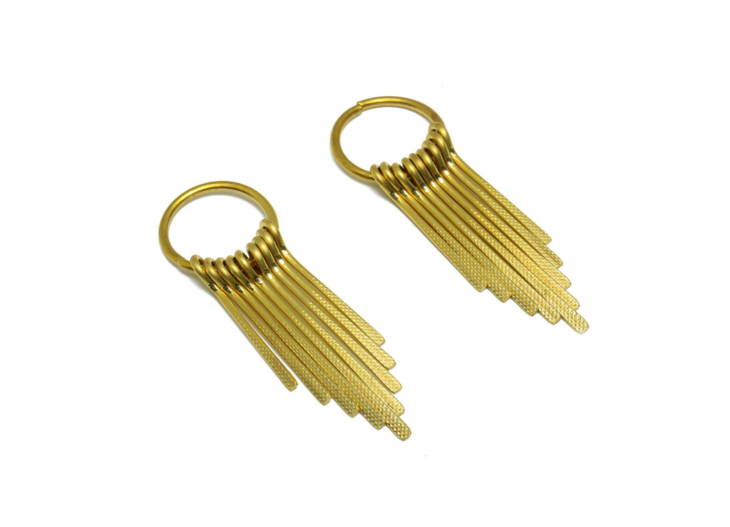 Brass Wire Tassel Earring Charm - Brass Textured Wire Earring Charm - Hammered Wire Earring Tassel - Dangle Tassel Charm - 54x17x5mm -PP9987 - DOMEDBAZAAR