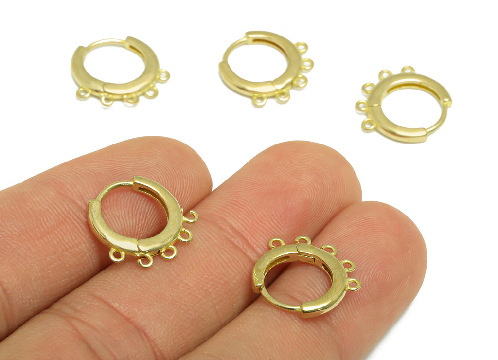 Brass Round Huggie Hoop Earring - Raw Brass Circle Hoop Earring With Loop - Brass Huggie Hoop Earring For Tassel Chain - 14x14x1mm- PP9641 - DOMEDBAZAAR