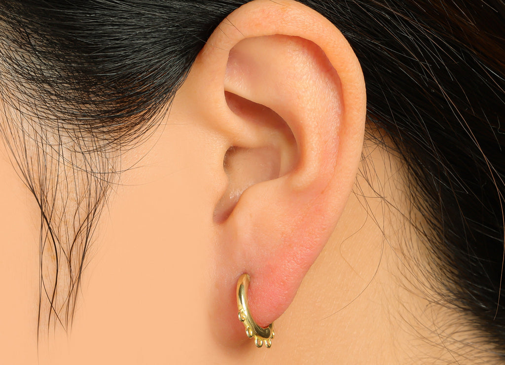 Brass Round Huggie Hoop Earring - Raw Brass Circle Hoop Earring With Loop - Brass Huggie Hoop Earring For Tassel Chain - 14x14x1mm- PP9641 - DOMEDBAZAAR