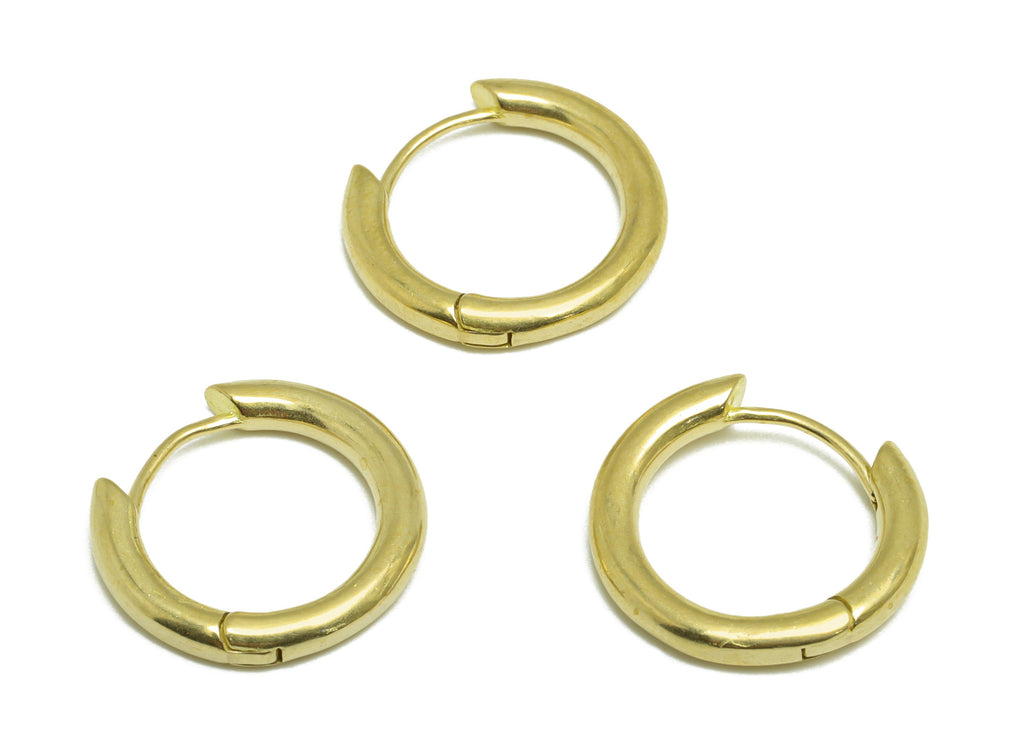 Brass Round Huggie Hoop Earring - Raw Brass Circle Wire Earring Clasp - Brass Clasp Earring - Minimalist Hoop Earring - 17x15x2.5mm - PP9649 - DOMEDBAZAAR