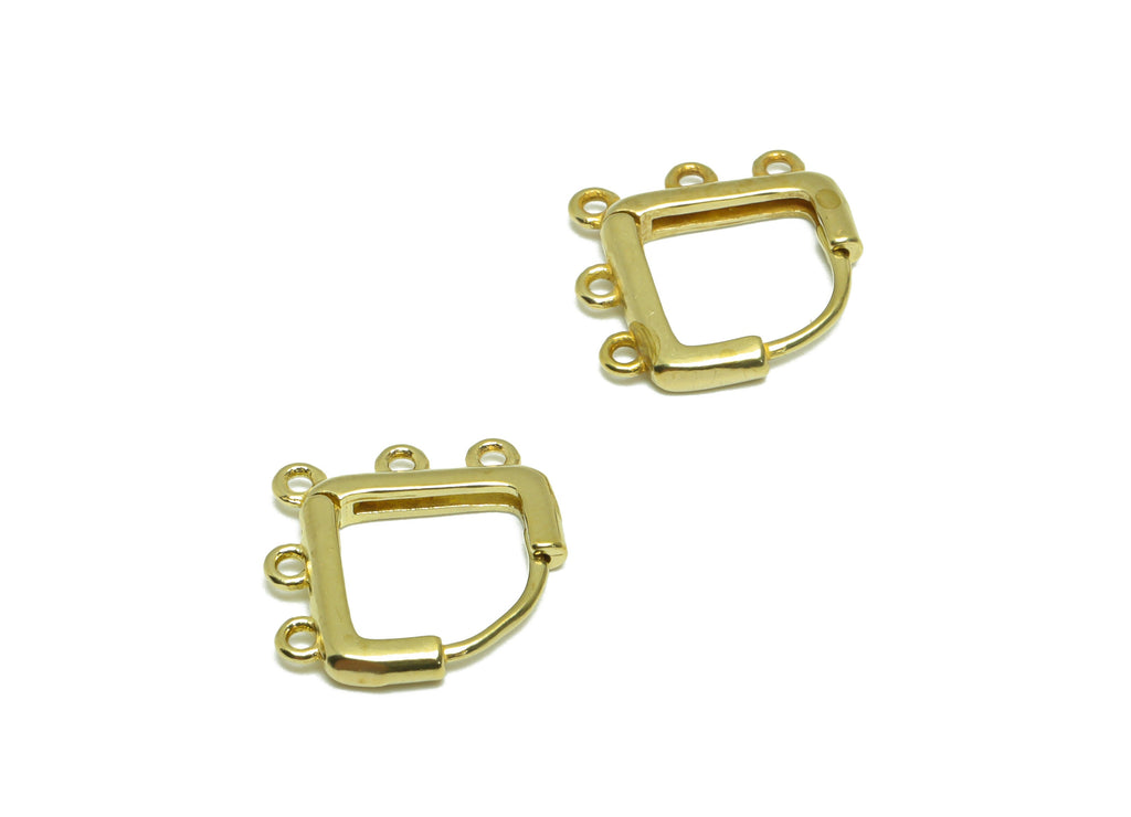 Diamond Huggie Hoop Earring - Raw Brass Earring Clasp With 5 Loop - Brass Clasp Hoop Earring For Tassel Chain - 14.33x14.32x2.06mm - PP9533 - DOMEDBAZAAR
