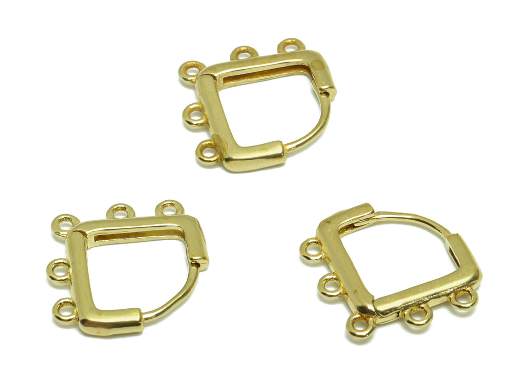Diamond Huggie Hoop Earring - Raw Brass Earring Clasp With 5 Loop - Brass Clasp Hoop Earring For Tassel Chain - 14.33x14.32x2.06mm - PP9533 - DOMEDBAZAAR