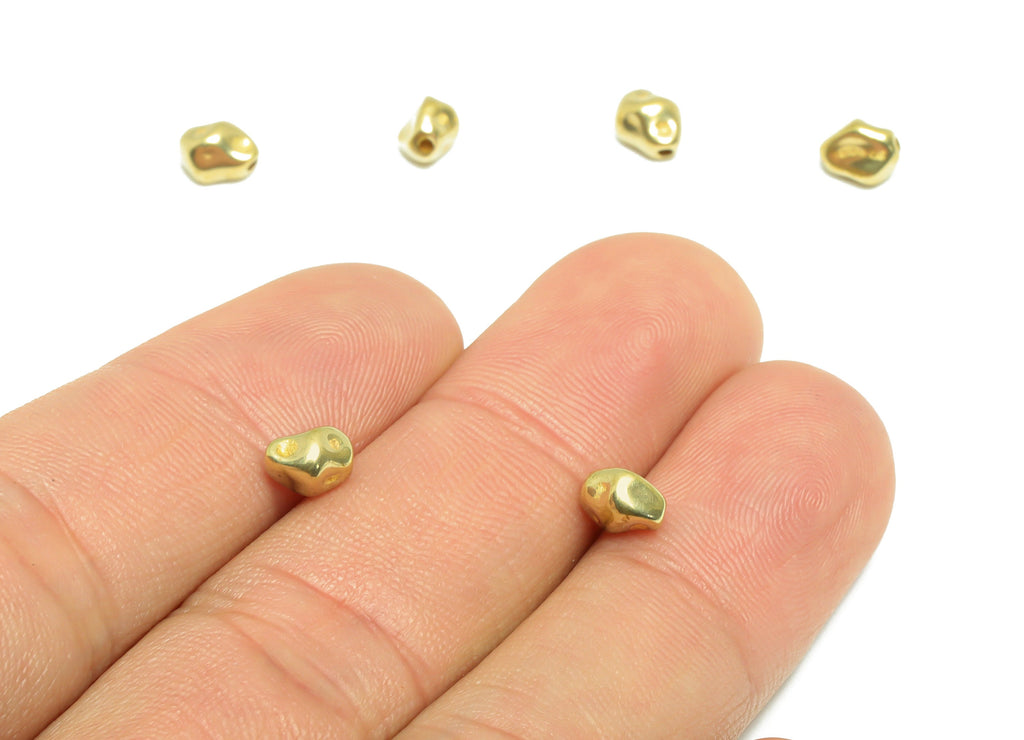 Brass Textured Earring Beads - Raw Brass Irregular Bead Earring Charm - Brass Beads Charm For Bracelet - Bracelet Charm - 6x5x4mm - PP9522 - DOMEDBAZAAR
