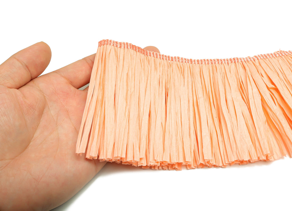 10.5cm Pink Raffia Tassel – Raffia Tassels Strip – Raffia Grass Tassels Skirt - Jewelry Accessories - Earring Finding - RS1072P - DOMEDBAZAAR