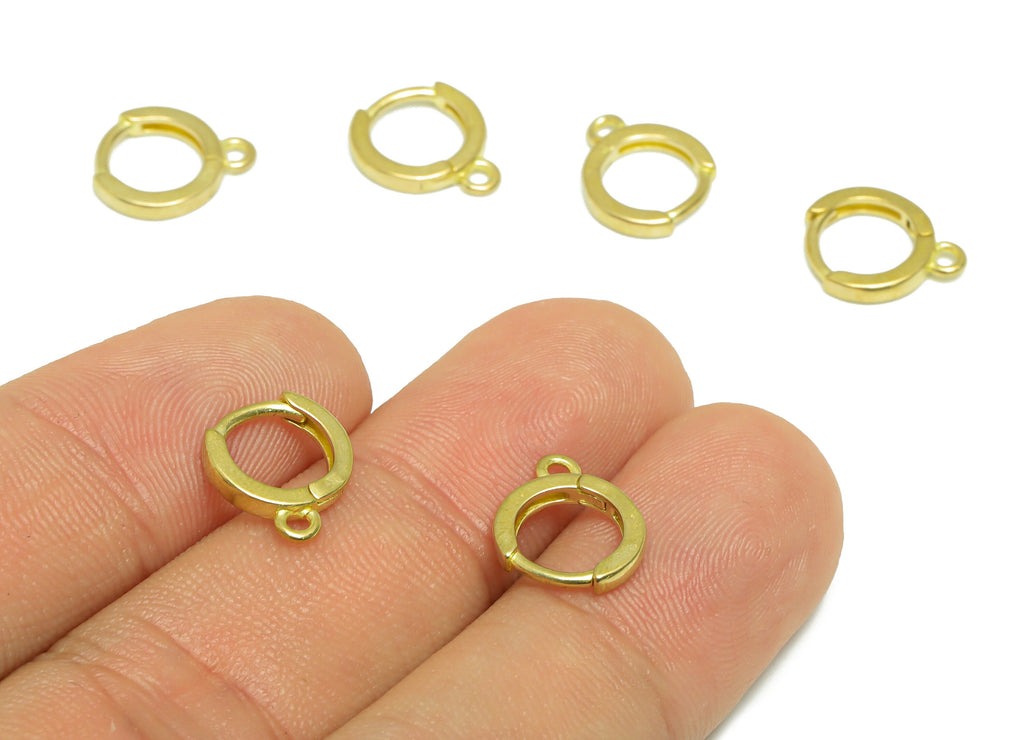 Brass Round Huggie Hoop Earring - Raw Brass Hoop Earring With Loop - Brass Huggie Hoop Earring For Tassel - 12.7x10.2x1.79mm - PP9629 - DOMEDBAZAAR
