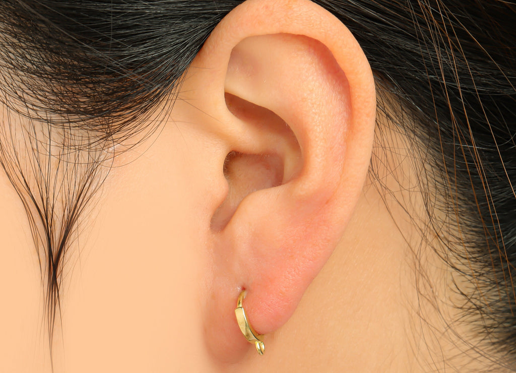 Brass Round Huggie Hoop Earring - Raw Brass Hoop Earring With Loop - Brass Huggie Hoop Earring For Tassel - 12.7x10.2x1.79mm - PP9629 - DOMEDBAZAAR