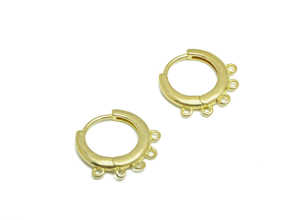 Brass Round Huggie Hoop Earring - Raw Brass Circle Hoop Earring With Loop - Brass Huggie Hoop Earring For Tassel Chain - 14x14x1mm- PP9641 - DOMEDBAZAAR