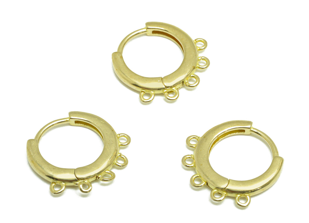 Brass Round Huggie Hoop Earring - Raw Brass Circle Hoop Earring With Loop - Brass Huggie Hoop Earring For Tassel Chain - 14x14x1mm- PP9641 - DOMEDBAZAAR