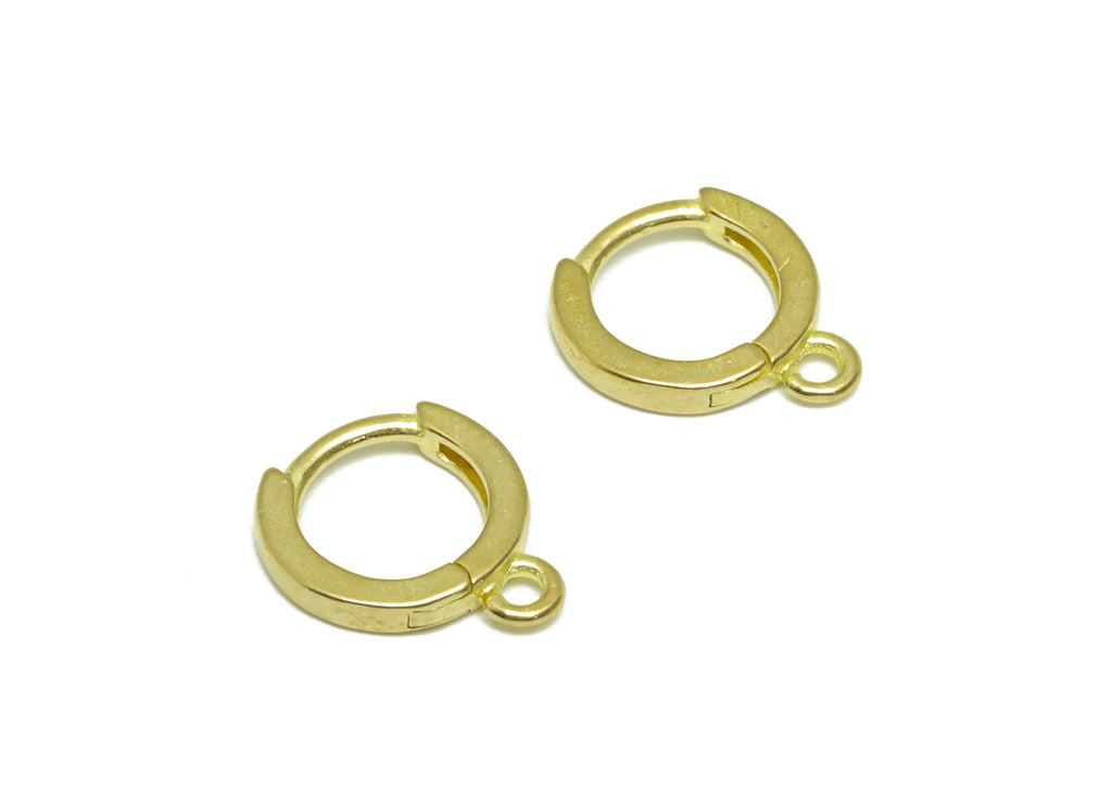 Brass Round Huggie Hoop Earring - Raw Brass Hoop Earring With Loop - Brass Huggie Hoop Earring For Tassel - 12.7x10.2x1.79mm - PP9629 - DOMEDBAZAAR