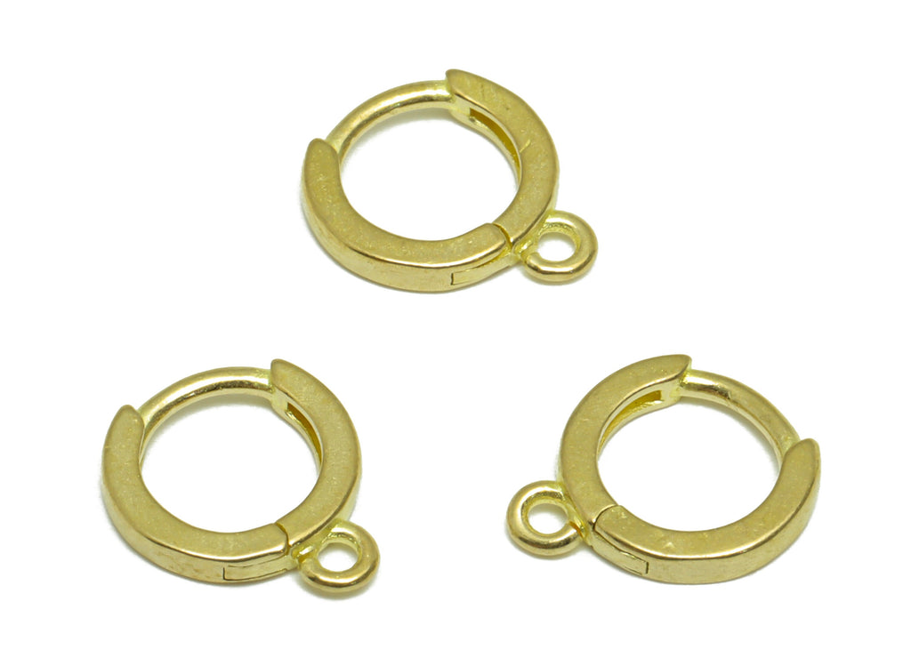 Brass Round Huggie Hoop Earring - Raw Brass Hoop Earring With Loop - Brass Huggie Hoop Earring For Tassel - 12.7x10.2x1.79mm - PP9629 - DOMEDBAZAAR