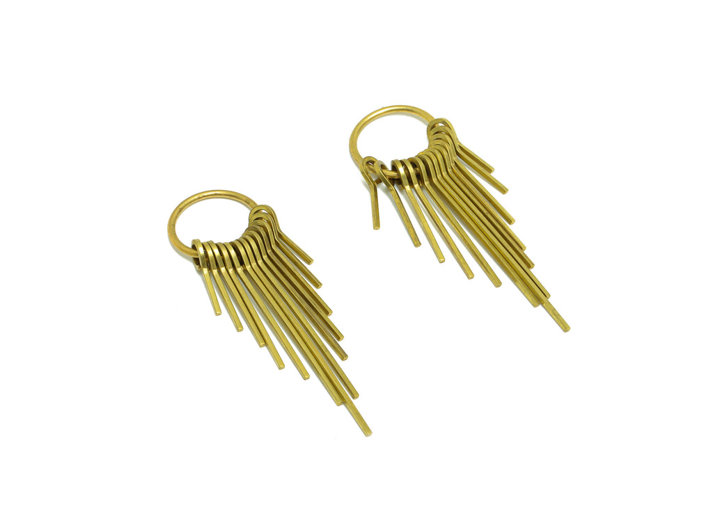 Hammered Wire Tassel Earring Charm - Round Wire Earring Charm - Circle Fringe Oval Earring Tassel - Dangle Charm - 62x17.9x5.7mm - PP10157 - DOMEDBAZAAR