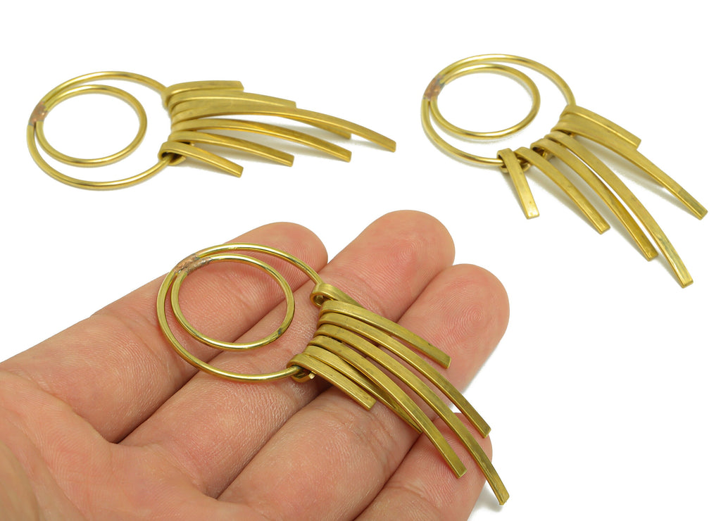 Hammered Wire Tassel Earring Charm - Bent Wire Earring Charm - Circle Fringe Oval Earring Tassel - Dangle Charm - 70x31.3x5.1mm - PP10156 - DOMEDBAZAAR