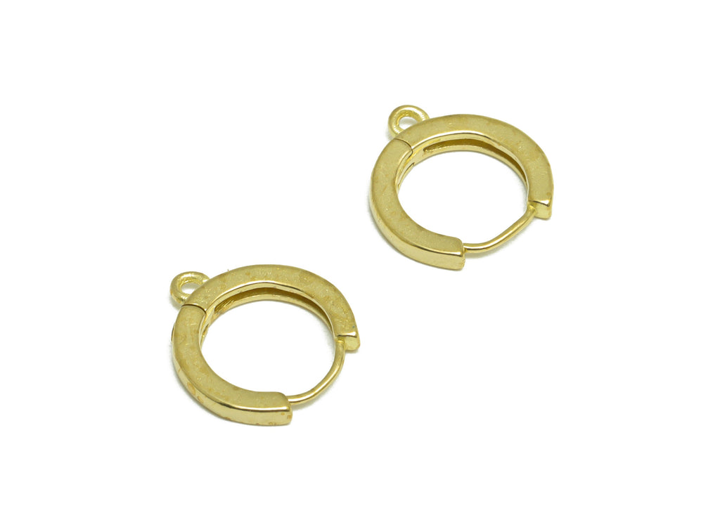 Brass Huggie Hoop Earring - Raw Brass Hoop Round Earring - Huggie Earring With loop - Earring With Loop For Tassel - 14.2x12.9x1mm - PP10149 - DOMEDBAZAAR