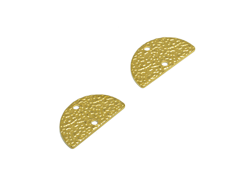 Brass Half Moon Earring Connector - Raw Brass Textured Semi Circle Earring Charm - Brass Textured Half Moon Pendant - 16x9.06x1mm - PP10215 - DOMEDBAZAAR