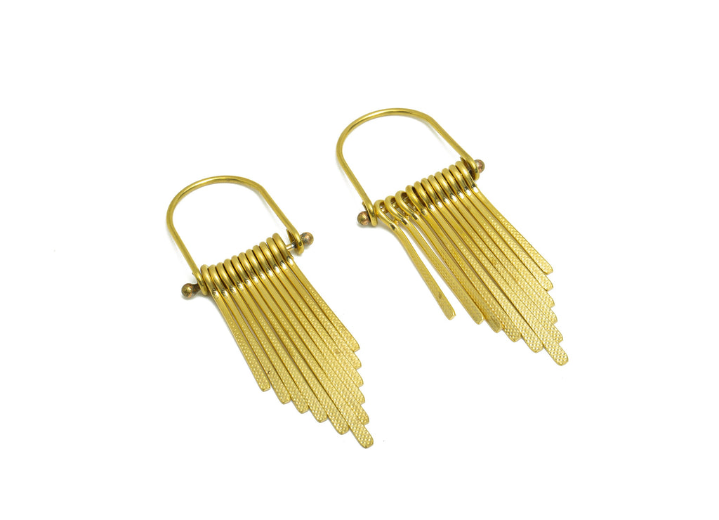 Domed Wire Tassel Earring Charm - Hammered Wire Earring Charm - Domed Fringe Oval Earring Tassel - Dangle Charm - 65x24x5.3mm - PP10433 - DOMEDBAZAAR