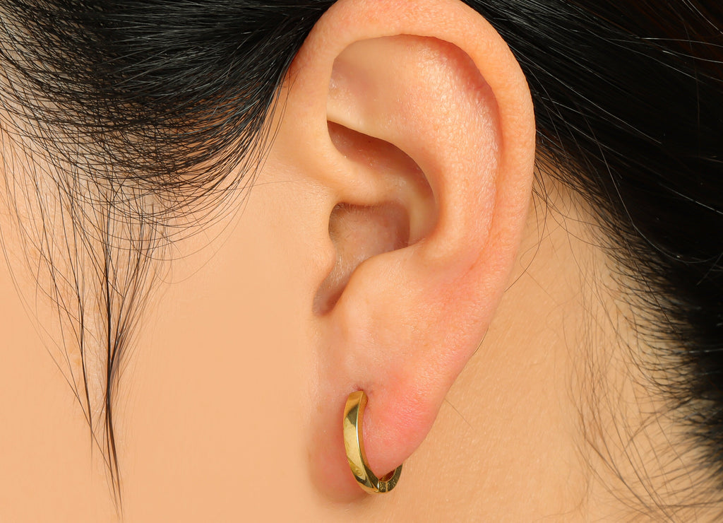 Brass Huggie Hoop Earring - Raw Brass Hoop Round Earring - Brass Minimalist Hoop Huggie Earring - Hoop Huggie Earring - 14x13x2mm - PP10032 - DOMEDBAZAAR
