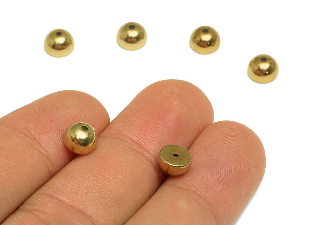 7mm Brass Semi Sphere Earring Back - Brass Stud Earring Back Stopper - Earring Post Nuts Stopper - Rubber Earring Back - 7x7x4.3mm - PP10131 - DOMEDBAZAAR