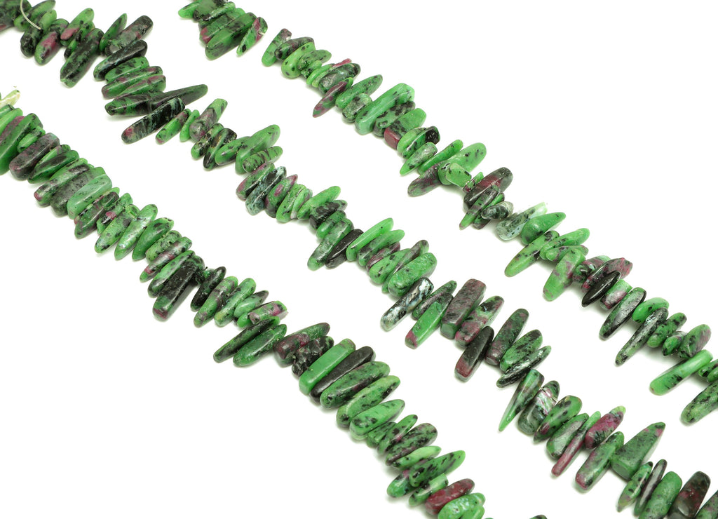 Rubyzoisite Nugget Stone - 40cm / 1 strand - Large Chip - Natural Stone Beads - Jewelry Making Supplies - 20x6.28x4.43mm - NS1859B - DOMEDBAZAAR