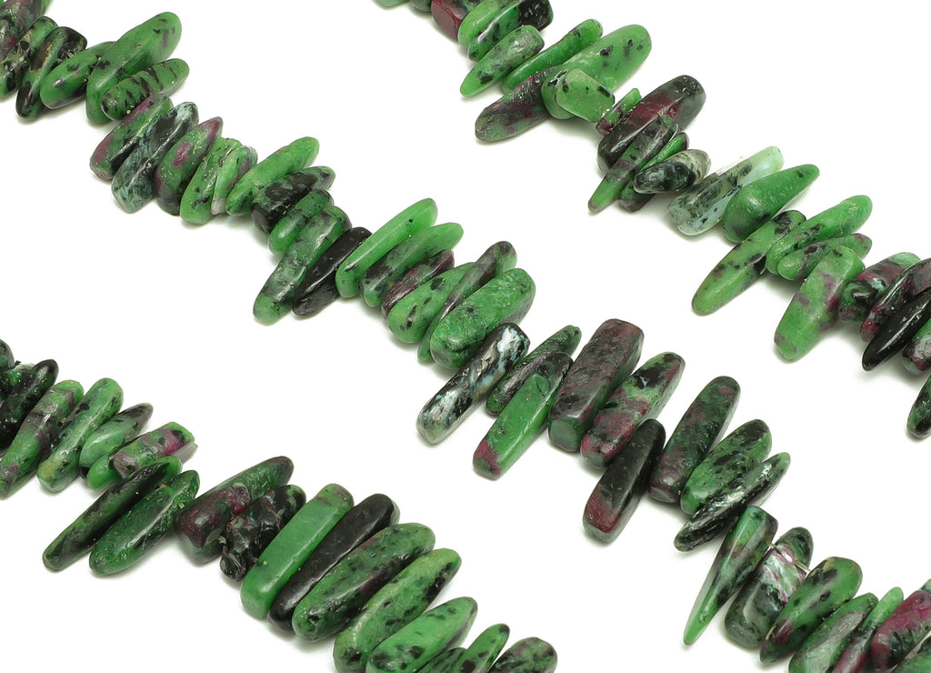 Rubyzoisite Nugget Stone - 40cm / 1 strand - Large Chip - Natural Stone Beads - Jewelry Making Supplies - 20x6.28x4.43mm - NS1859B - DOMEDBAZAAR
