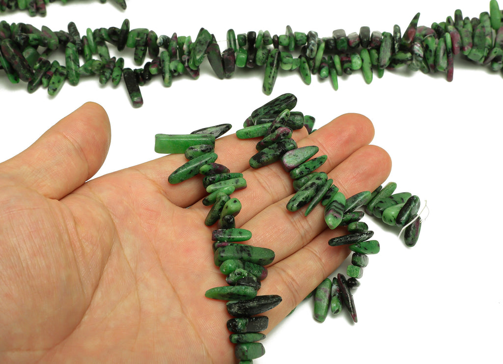 Rubyzoisite Nugget Stone - 40cm / 1 strand - Large Chip - Natural Stone Beads - Jewelry Making Supplies - 20x6.28x4.43mm - NS1859B - DOMEDBAZAAR