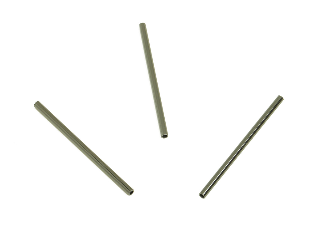 Matte Black Himmeli Tubes - Raw Brass Round Himmeli DIY Tube Beads - Circle Pipes for Geometric - Gunmetal Plating - 30x1.5mm - PP10368 - DOMEDBAZAAR