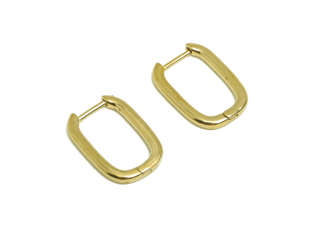 Brass Rectangle Hoop Earrings - Raw Brass Rectangle Huggies Hoop Earrings Clasp - Earring Finding - Jewelry Supplies - 22x15x2.3mm - PP10436 - DOMEDBAZAAR